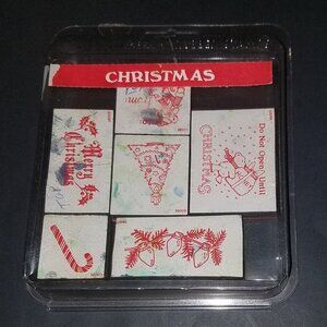 VTG 6 Merry Christmas All Night Media Rubber Stamp Set Lot Tree Lights Candy
